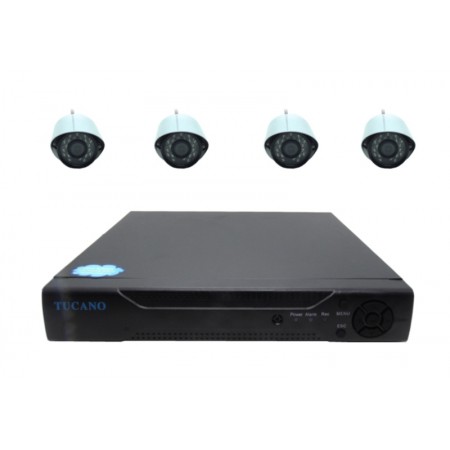 KIT DVR TUCANO 8 CANAIS/ 4 CAMERAS/ FULL HD/ KO4-1200TVL/ WIFI - PRETO