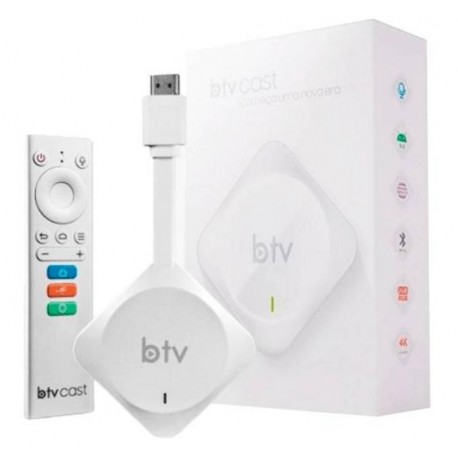Receptor BTV Cast 4K Ultra HD IPTV/ 2GB/ 8GB/ Wifi/ 5GHZ / Android 9.0 - Branco