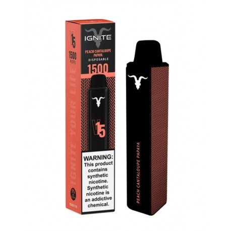 Vape Descartável Ignite V15 / 1500 Puff / 5% Nicotina - Pêssego, Melão e Mamão