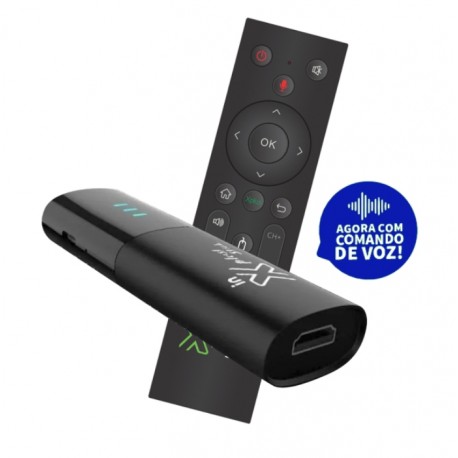 Receptor Interbras XPLUS Stick V2 4K 1GB / 8GB RAM / IPTV Stick Com Controle Voz