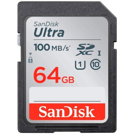 Tarjeta de memória Sandisk SD SDHC Ultra C10 / 64GB / 100MBs - (SDSDUNR-064G-GN6IN)