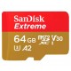Cartão de Memória Sandisk Extreme Action Micro SD U3 64GB 2X1 - (SDSQXAH-064G-GN6AA)