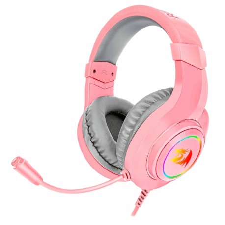 Headset Gamer Redragon Hylas H260P-RGB / Drivers 50mm / P2 / USB / Adaptador 3.5mm - Rosa
