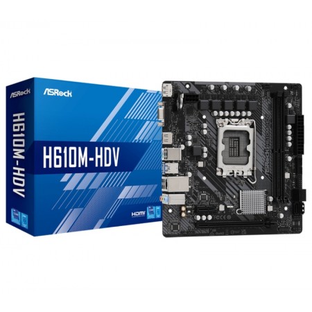 Placa Mãe Asrock H610 H610M-HDV, Socket LGA 1700, DDR4, Chipset Intel H610, micro ATX