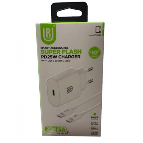 Cargador UR UA-03 25W 5A + CABO USB-C TO USB-C - Branco ( Carga Rápida)