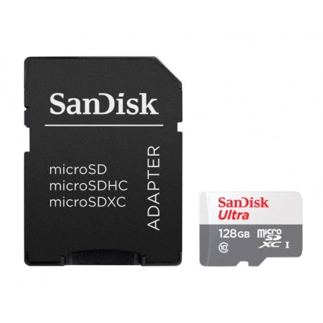 Cartão de Memória Micro SD Sandisk Ultra 2X1 C10 128GB 100MBS -(SDSQUNR-128-GN3MA)