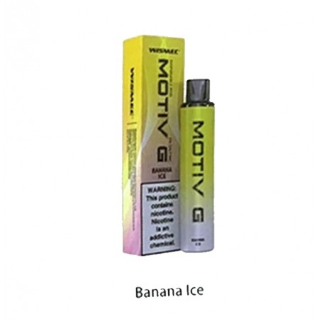Pod Descartável Wismec Motiv G 2500 Puffs - 5% Salt Nic Bat, Recarregavel + Led -Banana ic