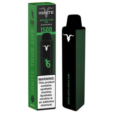 Vape Desechable Ignite V15 / 1500 Puff / 5% Nicotina - Manzana verde, melocotón y kiwi