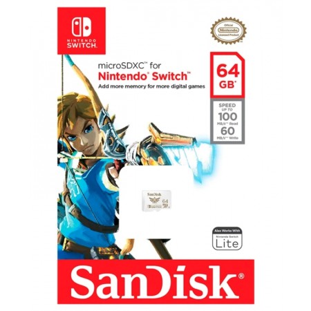 Cartão de memória para Nintendo Switch 64GB / 100MBs - (SDSQXAT-064G-GNCZN)