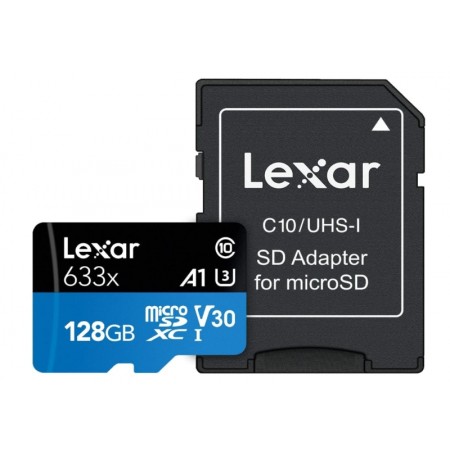Cartão de Memória Lexar High Perfomance 633X Micro SD 128GB /100MBS /C10 - Blue Series