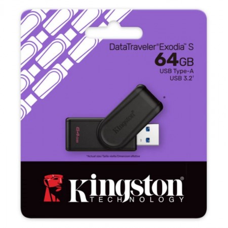 Pendrive Kingston Datatraveler Exodia S 64GB USB 3.2 - Negro DTXS/64GB