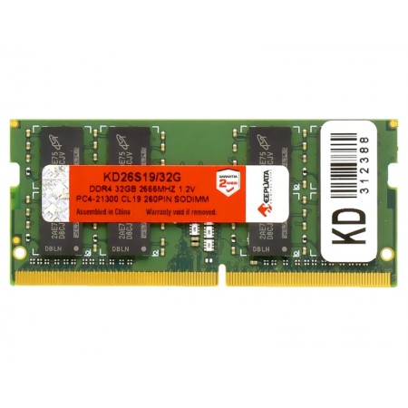 Memória para Notebook Keepdata DDR4 32GB 2666 1X32GB KD26S19/32G