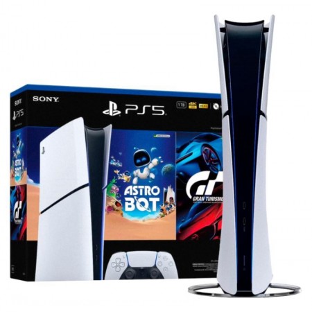 Console Sony Playstation 5 Slim CFI-2015B Astro Bot e Gran Turismo7 Digital 1TB SSD- Branc
