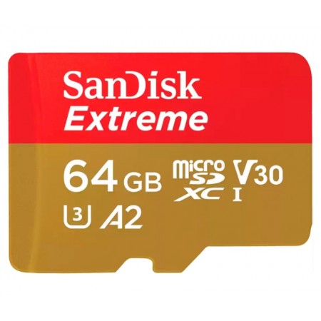 Cartão de Memória Sandisk Extreme Action Micro SD U3 64GB 2X1 - (SDSQXAH-064G-GN6AA)