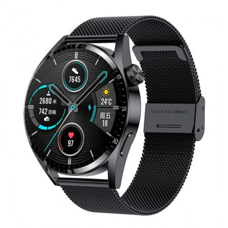Relógio Smartwatch TEC GT3 Pro NFC / Anatel - Black Mesh