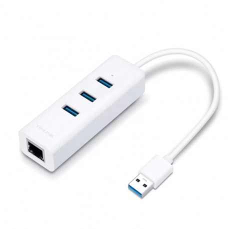 Adaptador Hub TP-Link UE330 USB 3.0 3 Puertos /Ethernet Gigabit - Blanco