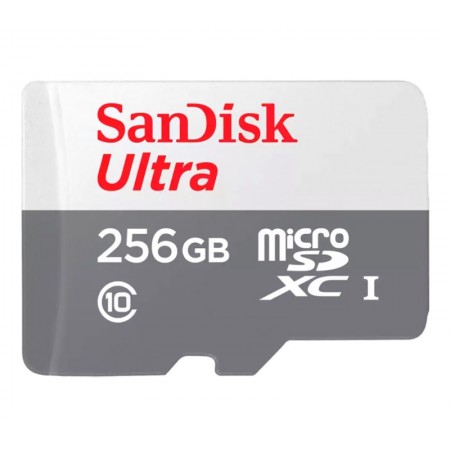 Tarjeta de Memória Micro SD Sandisk Ultra 256GB / C10 / 100MBS - (SDSQUNR-256-GN6TA)