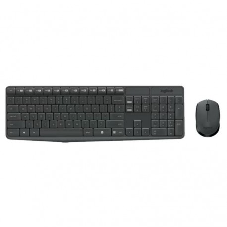 Kit Teclado e Mouse Logitech MK235 920-007901 Sem Fio Espanhol - Preto