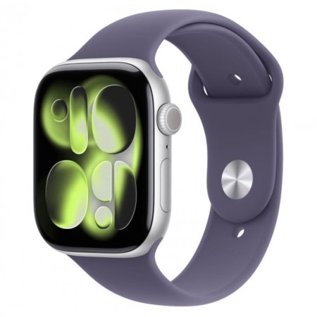 Apple Watch Series 11 MEVA4AM/A Caixa Alumínio 46mm Prateado- Esportiva Roxo Névoa M/L