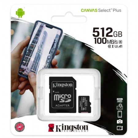 Cartão de memória micro SD Kingston C10 512GB / 100MBs - (SDCS2/512GB)