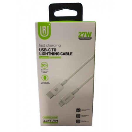 Cable UR U-04 27W /3.3FT/1 Metro /USB-C TO LIGHTNING - Blanco (Carga Rápida)