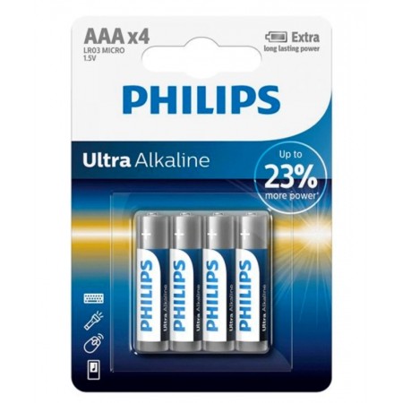 Pila Philips AAA Ultra Alkalina con 4 - (LR03E4B/97)