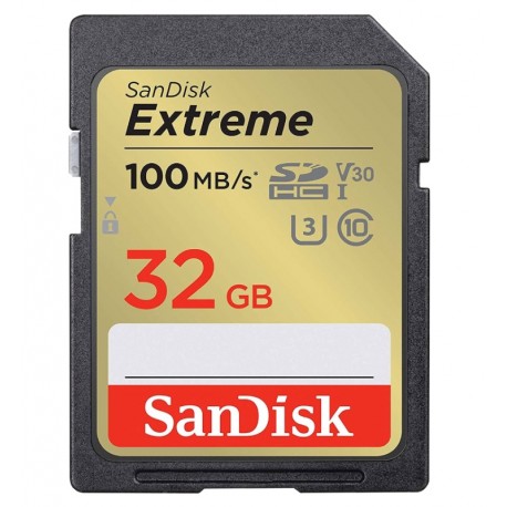 Cartão de Memória SD Sandisk Extreme U3 / V30 / 32GB / 100MBS - (SDSDXVT-032G-GNCIN)