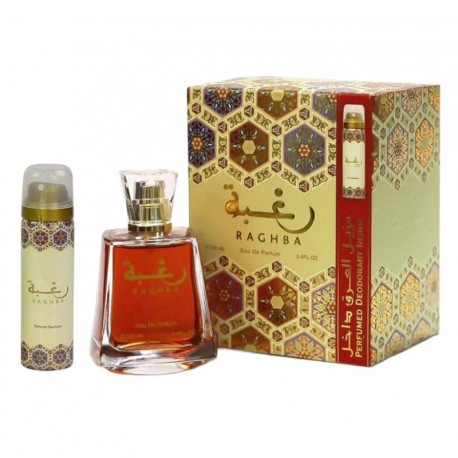 Kit Lattafa Perfume Raghba Eau de Parfum Femenino 100ml + Desodorante 50ml