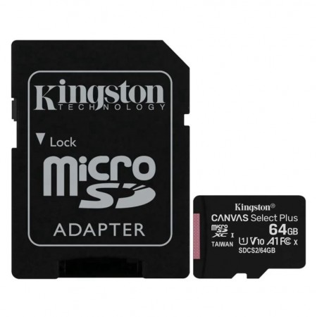 Cartão de Memória Micro SD Kingston Canvas Select Plus 64GB 100Mbs - SDCS3/64GB