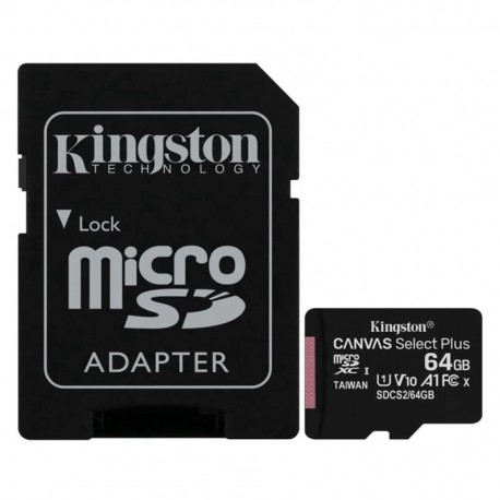 Cartão de Memória Micro SD Kingston Canvas Select Plus 64GB 100Mbs - SDCS3/64GB