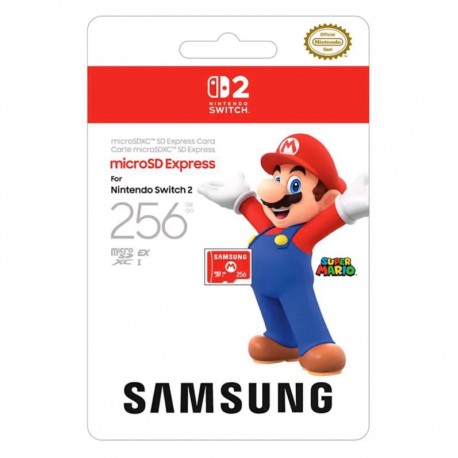 Tarjeta de Memória Micro SD Samsung Express Super Mario 256GB 800Mbs - Nintendo Switch 2