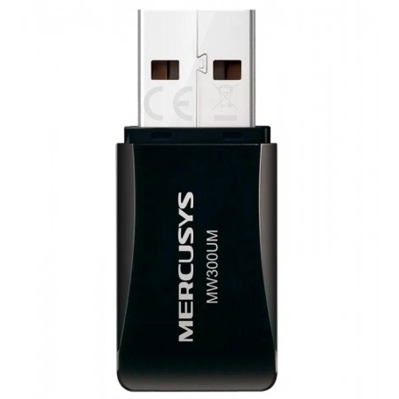 Adaptador Mercusys USB Wifi MW300UM / 300MBPS 2.4GHZ - Negro