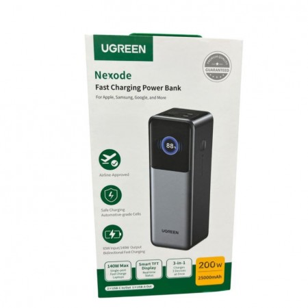 Carregador Portatil UGREEN Nexode PB722 25000mAh 200W 2xUSB-C + 1xUSB-A - Cinza