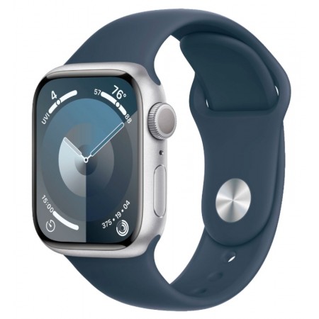 Apple Watch Series 9 MR903LL/A GPS/Oximetro Alumínio 41mm - Silver Al Storm Blue SB (S/M)