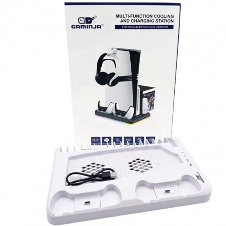 Base de Carga GAMINJA P58 Multifuncional para PlayStation 5 - Blanco