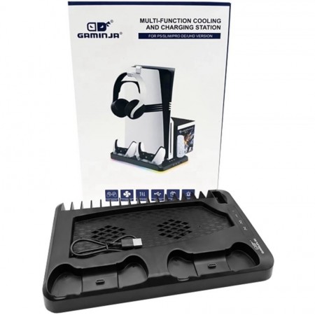 Base de Carga GAMINJA P58 Multifuncional para PlayStation 5 - Negro