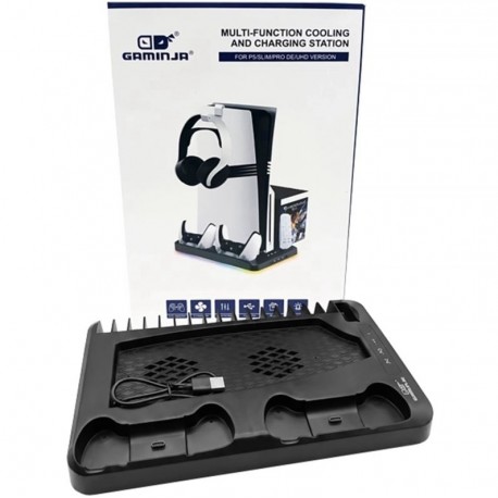 Base de Carga GAMINJA P58 Multifuncional para PlayStation 5 - Negro