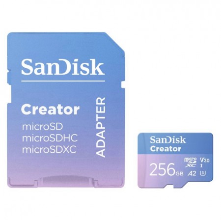 Tarjeta de Memória Micro SD SanDisk Creator 256GB 190Mbs - SDSQXAV-256G-GN6MS