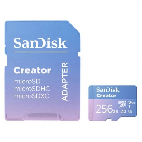 Cartão de Memória Micro SD SanDisk Creator 256GB 190Mbs - SDSQXAV-256G-GN6MS