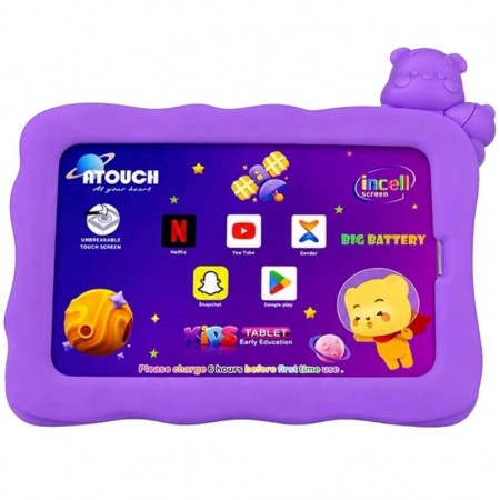 Tablet Atouch KC64 Lite Kids 5G 256GB 1GB RAM Dual SimTela 7.85" WiFi  16MP - Roxo