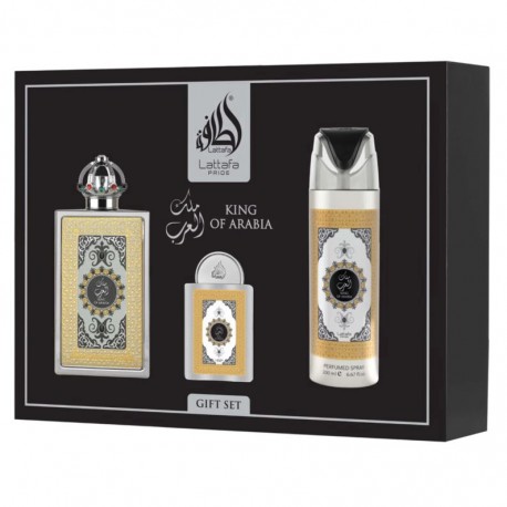 Kit Lattafa King of Arabia Gift Set Eau de Parfum Unissex - 3 Unidades