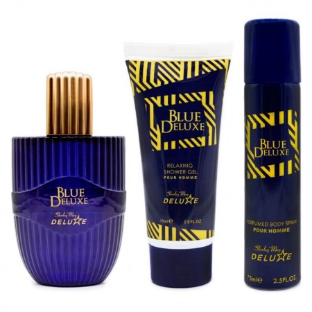 Kit Perfume Shirley May Deluxe Blue Deluxe Eau de Toilette Masculino 75ml