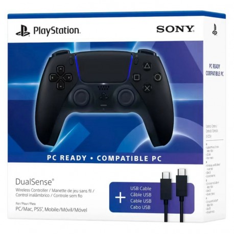 Controle Sony Dualsense para PS5, PC e Móvel Wireless + Cabo USB-C - Preto