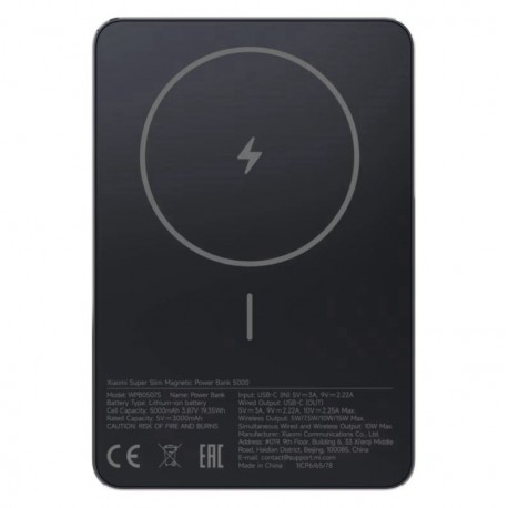 Cargador Portátil Xiaomi Super Slim Magnetic Power Bank BHR08PMGL 5000mAh - Negro