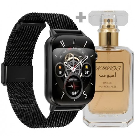 Smartwatch G-Tide S6 Pro + Perfume Ambos Unissex - Preto