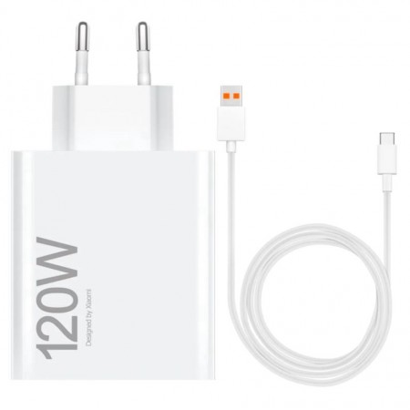 Carregador para Tomada Xiaomi Mi HyperCharge MDY-14-EE USB-A 120 W + Cabo Tipo-C - Branco