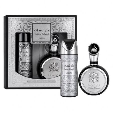 Kit Perfume Lattafa Fakhar Silver Eau de Parfum Masculino 100ml + Desodorante 200ml
