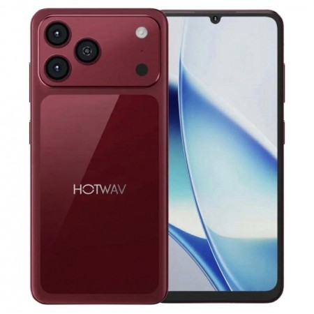 Celular Hotwav A17 Pro Max 128GB 4GB RAM Dual SIM Tela 6.75" - Burgundy Red (Global)