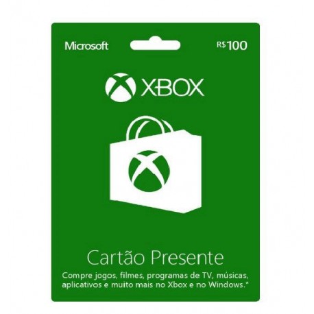 CARTÃO PRESENTE R$100 XBOX LIVE