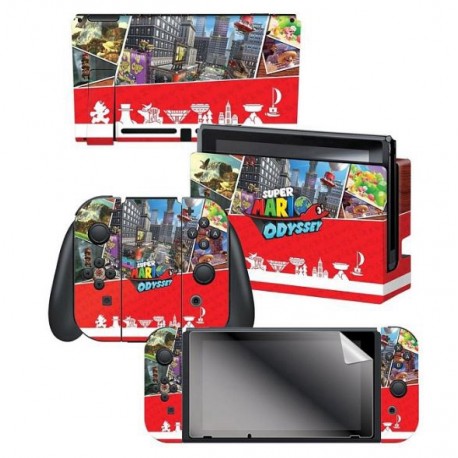 ADESIVO PARA NINTENDO SWITCH MARIO ODYSSEY KEY ART KINGDOMS 023344 COM 3 ADESIVOS